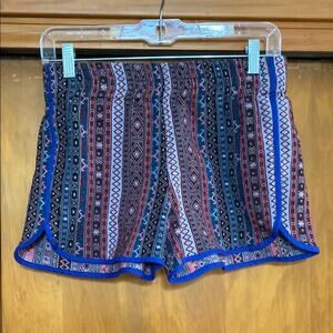 Wai Handmade Tribal Print Tapestry Material Blue Inner Phone Pocket Shorts - L